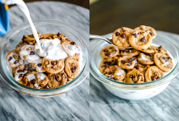 Crunchy cookie cereal with milk